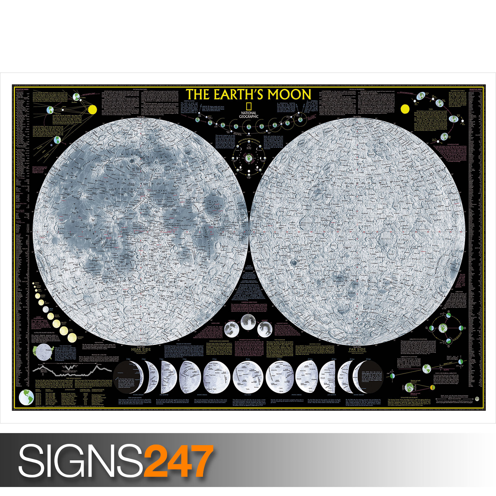 LARGE MOON MAP SPACE (1244) Photo Picture Poster Print Art A0 A1 A2 A3 ...