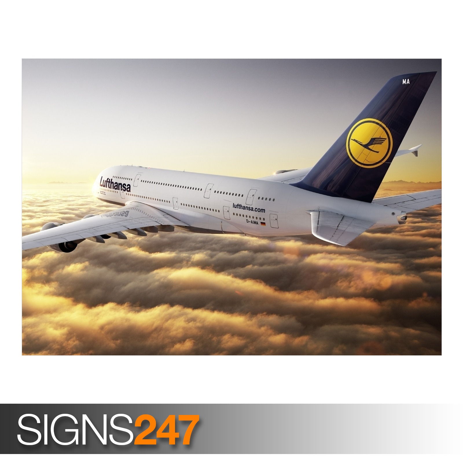 AIRBUS A380 LUFTHANSA (AA023) AIRCRAFT POSTER Poster Print Art A0 A1