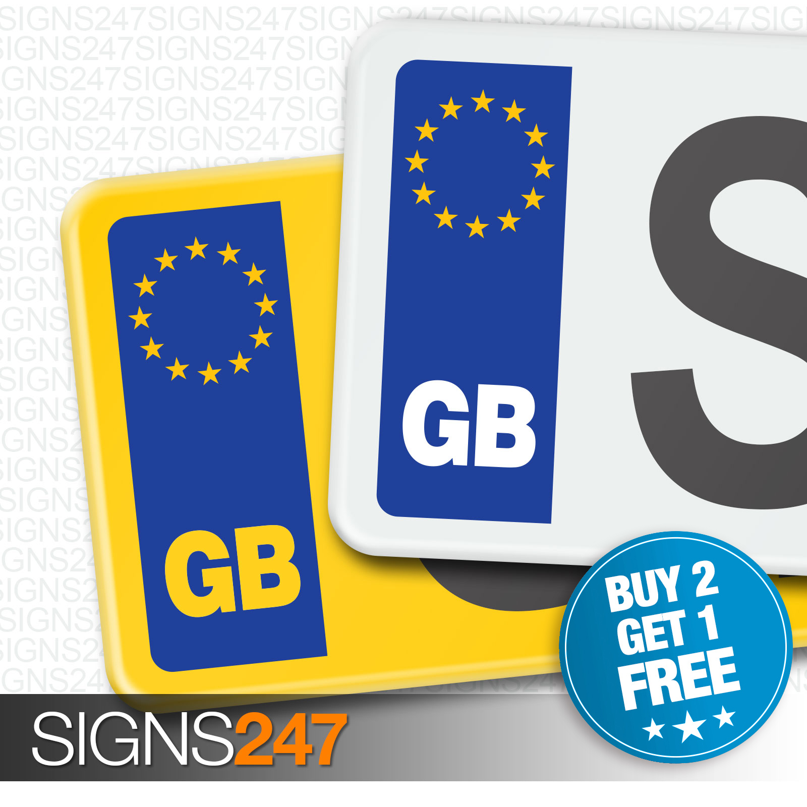 PAIR GB CAR NUMBER PLATE STICKERS EU European Vinyl Car Sticker Decal