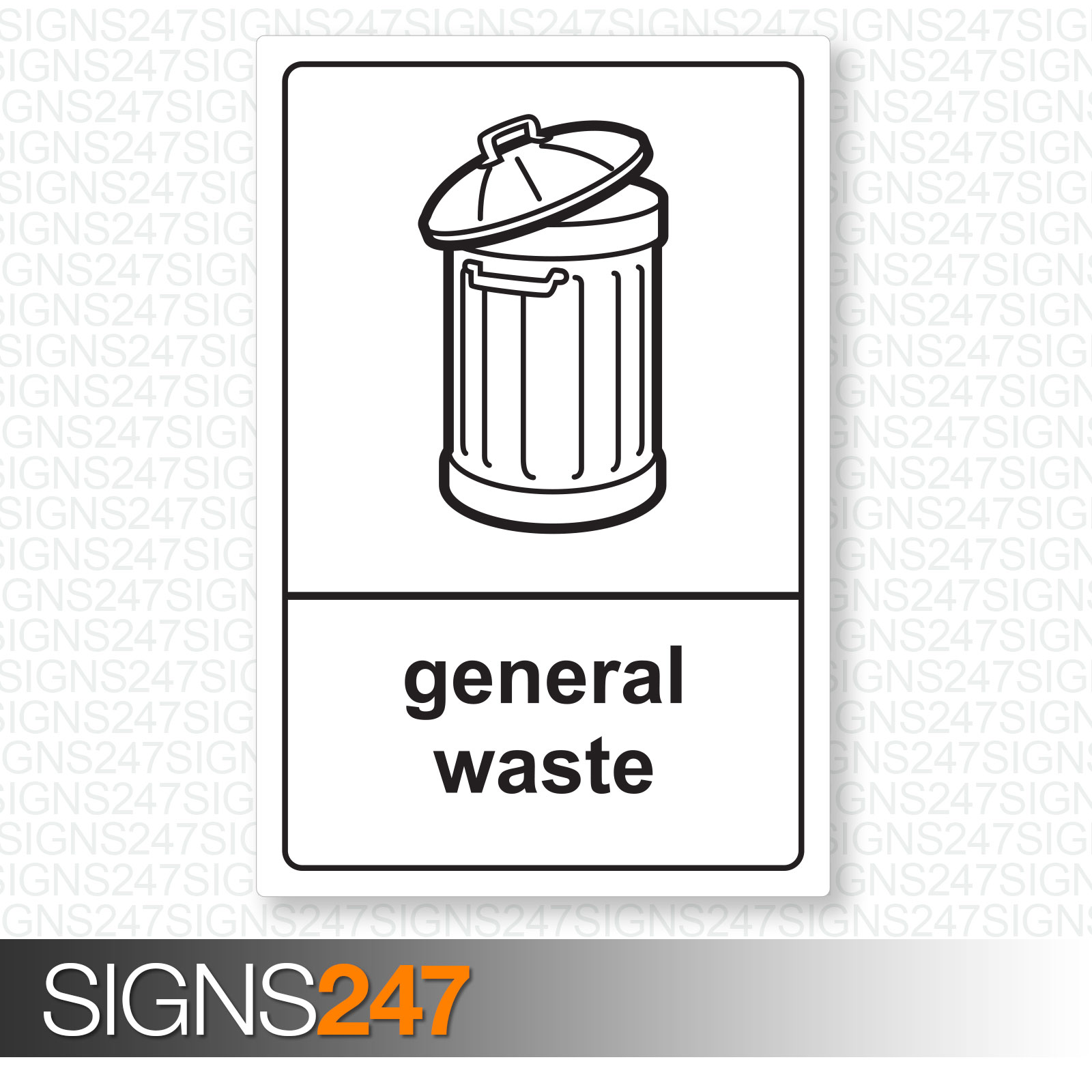 General Waste Sticker Recycling Sticker Self Adhesive 100mm x 150mm