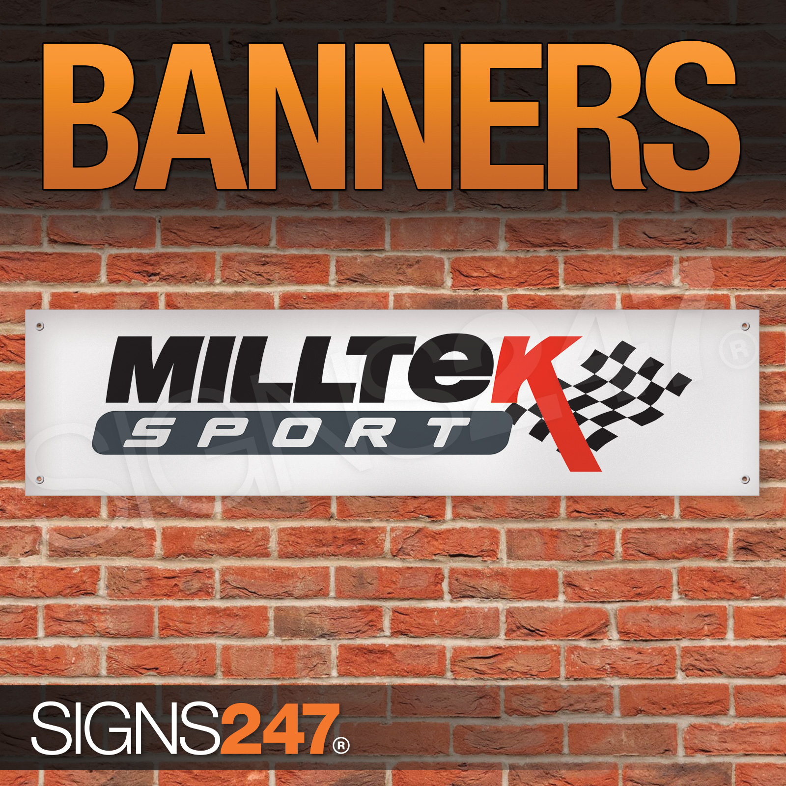 Milltek Sport Performance Racing Flag Garage Banner Display Motorsport