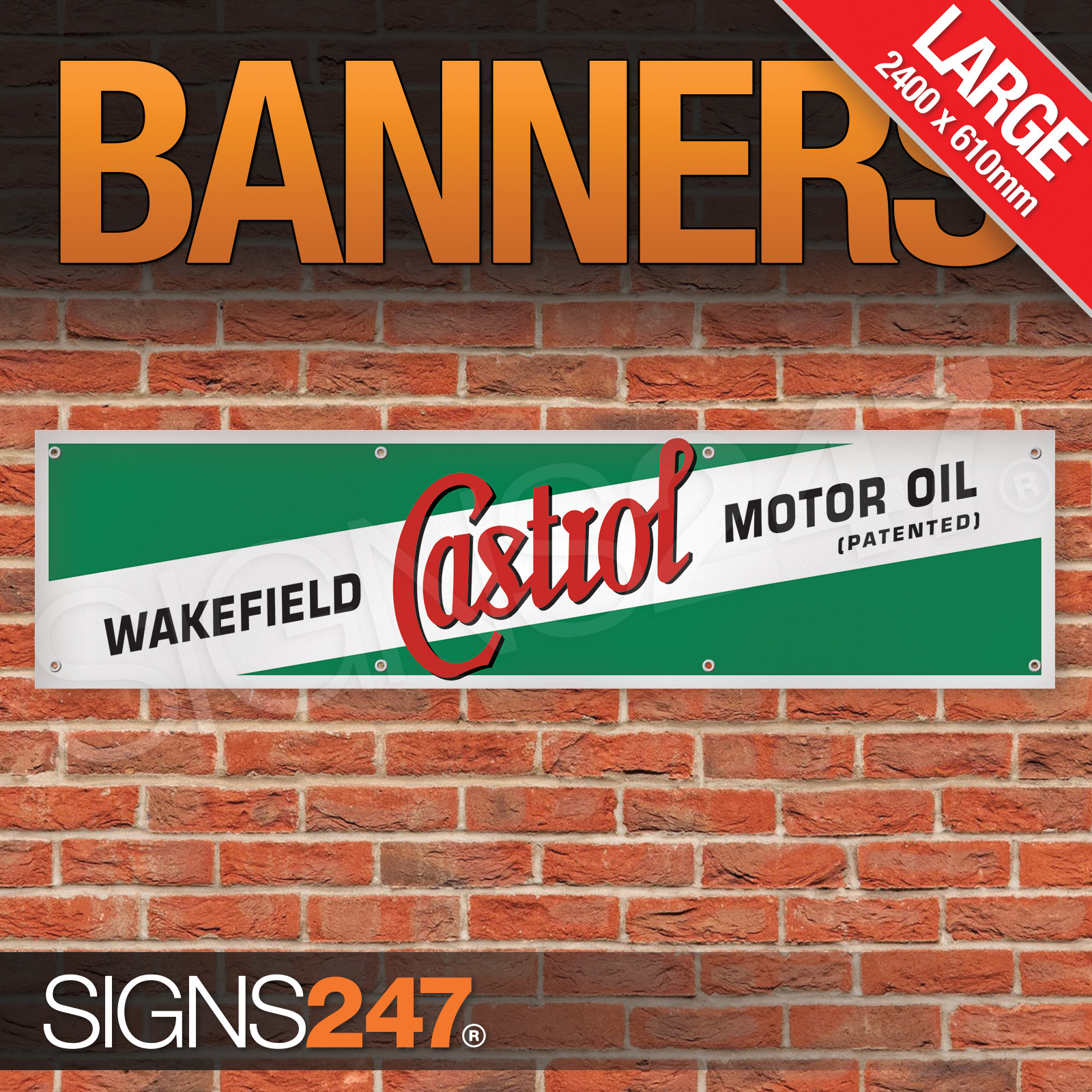 LARGE Retro Wakefield Castrol Banner Motor Oil garage Sign PVC