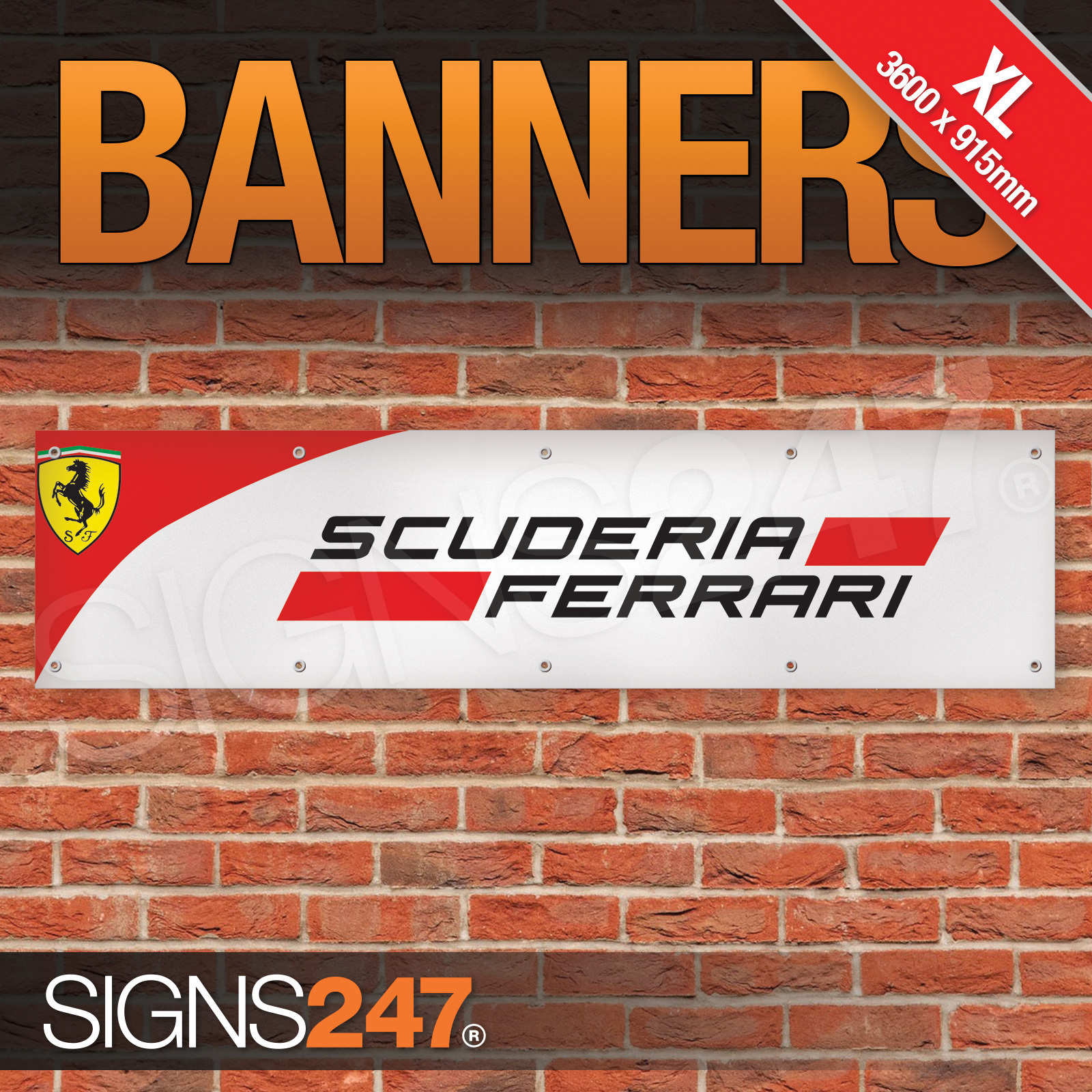 EXTRA LARGE Ferrari Scuderia Logo garage workshop PVC banner sign ...